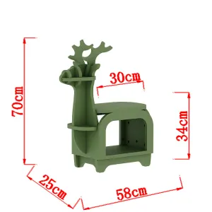 Small Creative Reindeer-Shaped Solid Wood Bookshelf for Kids
