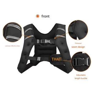 Black Gym Partner Weighted Vest – Adjustable & Reflective for Running, Training & Strength Building(10KG)