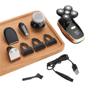 Black 5-in-1 Head Shaver & Grooming Kit – USB Charge