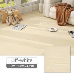 8 x Khaki & 8 x Off-White Durable & Soft Self-Adhesive Carpet Tiles(30x30cm) – Interlocking Non-Slip Square Floor Mat for Bedroom, Office & Living Room