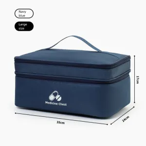 Large First Aid Organizer –35×24×17cm Double-Layer Medicine Storage Case for Family & Travel Use