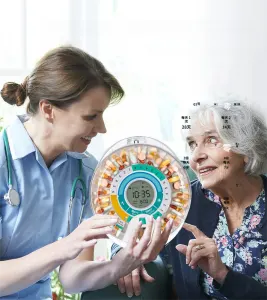Automatic Rotating Pill Dispenser with Timer Alarm – Multi-Compartment Medication Organizer for Daily Health Management