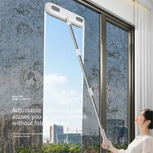 5PCS 2-in-1 Window Fly Screen Cleaner Brush with Extendable 82cm Stainless Steel Handle Multifunctional Mesh Cleaning Tool for Wet and Dry Use on Glass and Carpets