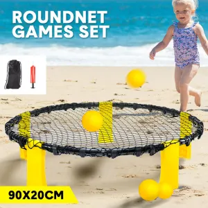 Portable Outdoor Spikeball Roundnet Game Set Team Beach Ball Game Bouncer Toy with Carrying Bag Net and 3 Balls Played Indoor Outdoor Lawn Beach Tailgating