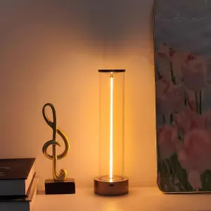 Minimalist Table Lamp Cordless Lamp Rechargeable Lamp Touch Dimmable Lamp – Black – Size 24CM