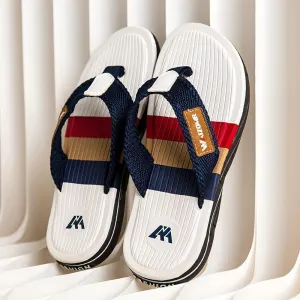 Men’S Flip-Flops Summer Sandals Thick-Soled Anti-Slip Anti-Odor Wear-Resistant – White, EU 40