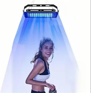USB Blue Light LED Skincare Lamp – Multi-Hole Beauty Light with 144LED Options, Portable Multi-Mount Home Skincare Device(Black)