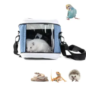 Small Animal Carrier Bag, Bearded Dragon Travel Carrier, Lizards Snak Carrier, Bird Carrier Backpack, Clear Bubble Window Backpack for Kitty, Small Pet Travel Carrier for Hedgehog Parrot(Blue)