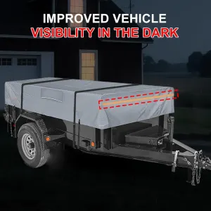 7*14 Heavy Duty RV & Trailer Cover, Travel Trailer Toy Hauler & Camper Cover 420D Dust and UV Protection with Tongue Jack Protection Windproof Straps(gray)