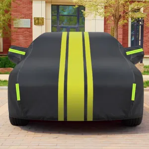 Medium SUV Car Cover – Waterproof All-Weather Breathable & Windproof Full Car Cover for Snow, Rain, Dust & UV Protection, Ideal for Winter and Summer Use(Black)
