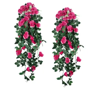 2-Pack Fake Hanging Roses for Wedding, Home, Garden, Party and Arch Decor, 2Pack