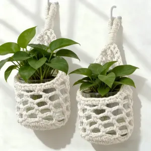 Handwoven Hanging Planters Set, Perfect for Indoor & Small Space Plant Decor, For Up to