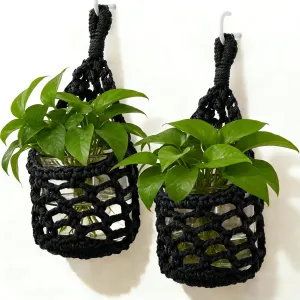 Handwoven Hanging Planters Set, Perfect for Indoor & Small Space Plant Decor, For Up to