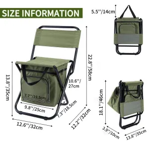 3-in-1 Outdoor Folding Chair with 10L Insulated Bag | Lightweight, 300LBS Capacity, All-Season Camping & Fishing Gear(Camo)