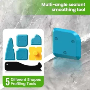 Caulking Tool Kit for Bathroom, Kitchen, Tiles & Windows – Grout Removal & Finishing Kit (Black)