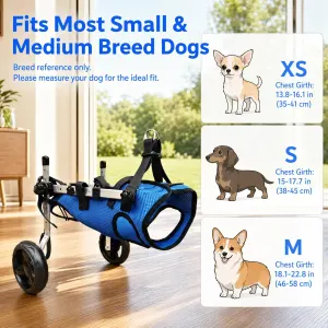 Medium Adjustable Dog Wheelchair – Mobility Aid for Disabled Pets with Back Leg Issues – Leg Brace & Hip Support(blue)