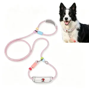 Multi-Functional Adjustable Dog Leash & Collar Set Ideal for Daily Walks, Training and Outdoor Activities, 3.2-5.7ft (pink)
