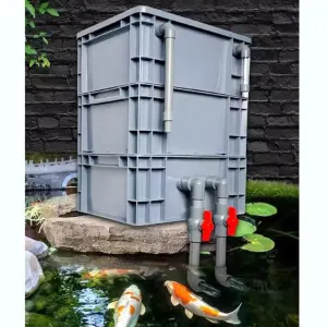 Aquarium Filter, Large Filter Kit for Ponds, Fish Tank, External Water Cycle Filter Box - Multi-Stage Filtration, Purification Add Oxygen, No Have Pump & Filter Media, 40x30x50cm (gray)