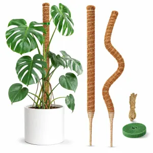 4Pack 24in Coir Moss Poles for Climbing Indoor Plants like Monstera, Pothos, and Philodendron(Brown)