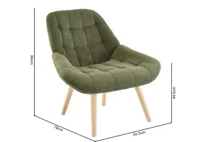 Nordic Tufted Wingback Accent Chair Olive Green Fabric