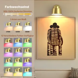 AIBOO Night Light Wireless Wall Light Indoor LED,Battery Operated Wall Lights Rechargeable Lamp with Remote,Touch Lamp Dimmable Wall Sconces Bedside Lamp for Bedroom Livingroom (Gold, 1Pack) [Energy Class E]