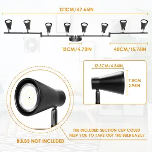 Flexible Track Lighting Fixture, Foldable Ceiling Spot Light with Adjustable 8 Light Heads, GU10 Track Light Kit for Kitchen Bedroom Living Room Matte Black (Bulbs Not Included)