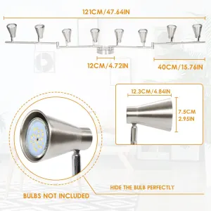 LED 8 Light Track Lighting Fixture Flexible, Adjustable Ceiling Spot Light with GU10 Track Light Head, Accent Lighting Foldable Swing Arm Brushed Nickel(Bulbs Not Included)