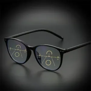 Progressive Multifocal Reading Glasses Blue Light Blocking Computer Glasses Black-Red Strength 2.0