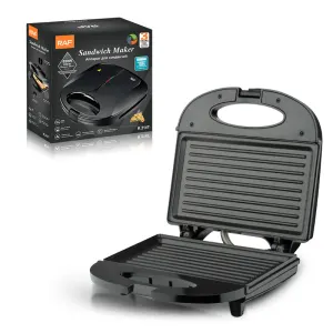 RAF R.214T Grill Steak Maker 750W Electric Press Griller, Ribbed Non-Stick Cooking Plate, 110-220V Multifunctional Breakfast Grill Machine