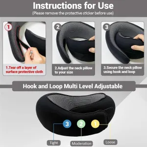 Travel Neck Pillow U-Shaped Memory Cotton for Airplane Sleep and Neck Support Dark Gray