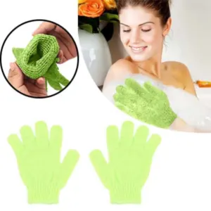 1 Pair Exfoliating Bath Gloves, Body Scrub Mitts for Shower Cleansing and Massage, 5.9 x 7.28 in, Rose-pink, for Home Bath and Body Care
