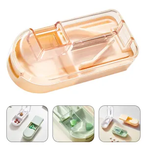 3 in 1 Pill Crusher and Cutter with Storage Compartment, Tablet Grinder and Splitter for Small or Large Pills, Apricot, 3.23" x 1.46" x 0.98"