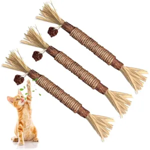 5PCS Natural Silvervine Stick Cat Chew Toy, 8.66 In Silvervine Sticks for Cats & Matatabi Silvervine Cat Toys for Indoor Cats, Natural Cat Chew Toys