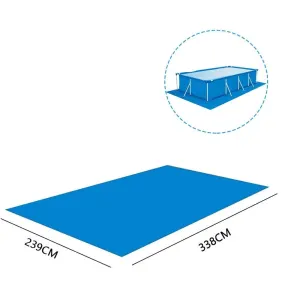 Heavy-Duty Pool Ground Cloths, 7.84ft x 11.08ft, Waterproof PE Pool Mat, Rectangular Pool Liner Pad Tarp, Suitable for Frame above Ground Pools Inflatable Top Ring Swimming Pools, Blue