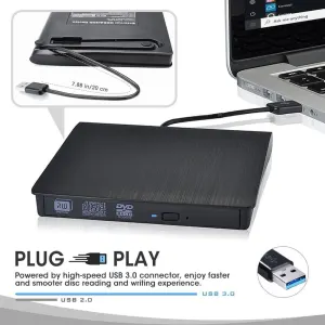 External CD DVD Drive USB 3.0 CD-Burner Premium Portable CD-ROM DVD+/-RW Optical Disc Drive Player Reader Rewriter