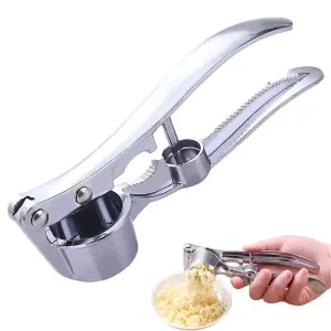 5-in-1 Multifunctional Garlic Press – Heavy Duty Garlic Mincer, Ginger Crusher & Nut Cracker/Cherry Pitter, Ergonomic Easy Squeeze, Rust Proof & Dishwasher Safe