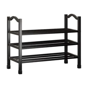 3 Tiers Small Shoe Rack,Narrow Stackable Shoe Shelf Organizer,Sturdy Shoe Stand, Metal Shoe Racks for Entryway, Doorway and Bedroom Closet