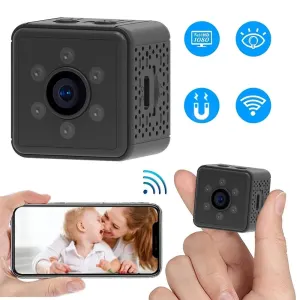 Indoor Wireless Battery Camera, 1080P HD Mini Security Camera with Night Vision, Motion Detection Alerts, Magnetic Mount, 150° View, No WiFi Local Recording, iOS Android App Remote Monitoring