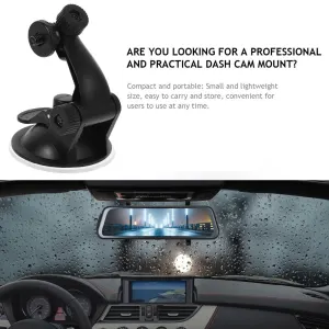 Dash Cam Suction Mount with Adjustable Angle and Long Suction Cup in Black