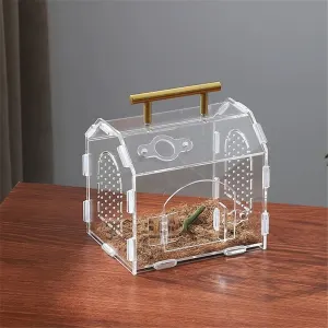 Jumping Spider Enclosure Tarantula Enclosure Insect Terrarium with Handle and Magnetic Door Transparent Terrarium for Reptiles, Amphibians and Spiders