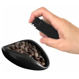 Coffee Bean Dosing Cup and Spray Bottle Kit – Ceramic Single Dosing Tray, Static Reducing Spray (Black)
