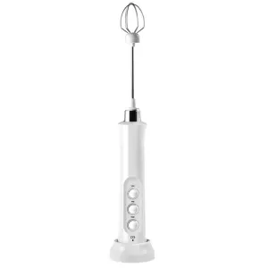 Handheld Rechargeable, Drink Mixer Electric Whisk for Coffee, Detachable With 3 Stainless Whisks, Hand Mixer for Lattes, Cappuccino, Matcha, Egg, (White)