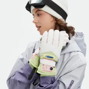 Windproof Water-Repellent Self-Heating Fleece Gloves Light Green
