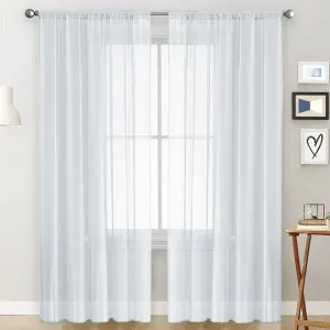 2 Pack Semi Blackout Sheer Curtains-Bleached White