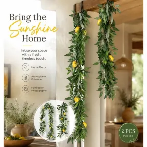 Willow Leaf Faux Lemon Vine Indoor Wall Greenery 2 Pack