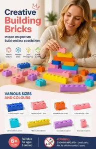 Gift-Worthy Mini Building Blocks DIY Puzzle Toy, 200pcs Color Box Pack (Separater & Instruction Included)
