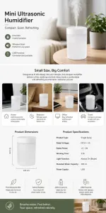 8 Pack USB Humidifier Pink, Office Holiday Gift Pack