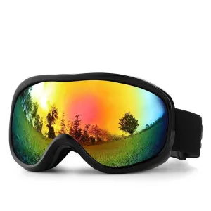 Thoughtful Holiday Gift Double-Layer Anti-Fog Ski Goggles, Breathable HD Lenses Cut Harsh Reflections, Black Frame Red Imitation Lens