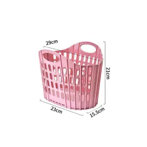 Extra Small Hollow-out Foldable Laundry Basket, Pink Wall Mount Hamper, Multi-use Bin for Clothing, Towels and Sundries