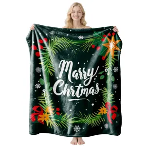 Warm Adaptable Home Flannel Throw Blanket, Lounge Cover, Practical Present For Christmas & Halloween Holiday Gift‑giving, Style FLR‑194, Size XL, 150x200cm